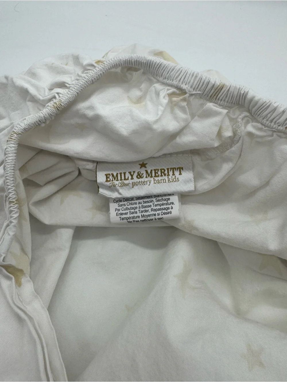 Emily & Meritt for Pottery Barn Kids Crib Sheet in Gold Stars Print